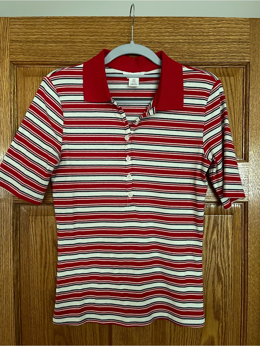 H&M Ribbed Polo (red stripe)